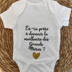Body bébé annonce grossesse grand mère - cadeau future grand mère - surprise grand mère - body personnalisé