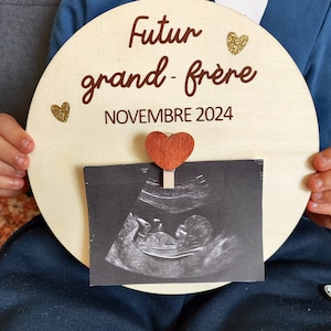 Carte en bois annonce grossesse échographie futur grand frère/grande sœur personnalisable - souvenir future grande soeur - futur grand frère image 4