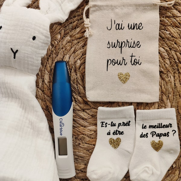 Chaussettes bébé futur papa/Pochette surprise annonce grossesse papa/pochette surprise futur papa