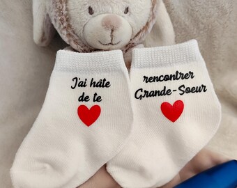 Chaussettes bébé annonce grossesse Future grande soeur - cadeau grande soeur - bientôt grande soeur