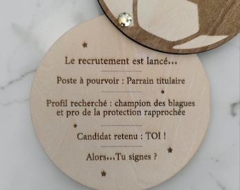 Demande Parrain Originale Football – Annonce Grossesse Parrain – Cadeau Futur Parrain foot - Bois Gravé