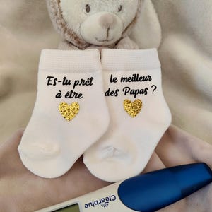 Chaussettes bébé annonce grossesse papa-es-tu prêt à être le meilleur des papas -surprise grossesse papa - Futur papa-cadeau fête des pères