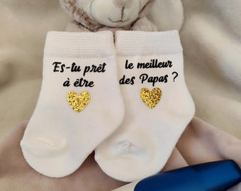 Chaussettes bébé annonce grossesse papa-es-tu prêt à être le meilleur des papas -surprise grossesse papa - Futur papa-cadeau fête des pères