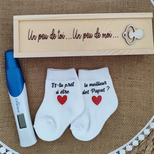 Coffret annonce grossesse papa/boîte test de grossesse et chaussettes bébé