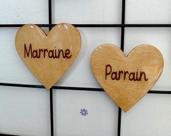 Magnet Parrain - Marraine / magnet coeur / cadeau Parrain - Marraine