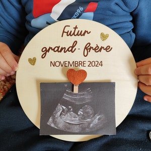 Carte en bois annonce grossesse échographie futur grand frère/grande sœur personnalisable - souvenir future grande soeur - futur grand frère image 5