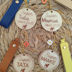Porte clés annonce grossesse - porte clés super mamie - porte clés super tata - cadeau future tata - cadeau future mamie
