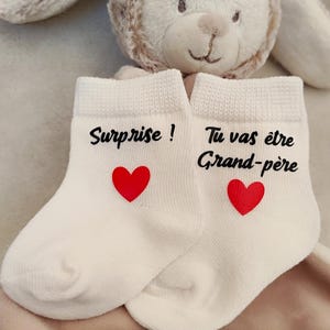 Chaussettes bébé annonce grossesse grand-père - cadeau futur grand père - surprise futur grand père- surprise tu vas être grand-père