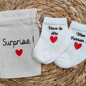 Pochette surprise veux tu être mon parrain - demande parrain - cadeau futur parrain- pochette surprise grossesse parrain