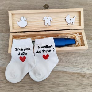 Coffret annonce grossesse papa - boîte test de grossesse et chaussettes bébé - boîte pour test de grossesse - boîte surprise grossesse papa