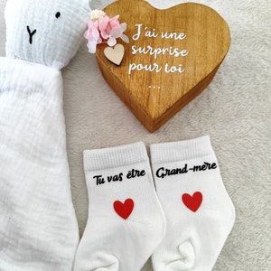 Boîte surprise future grand-mère / chaussettes bébé-boite surprise grossesse