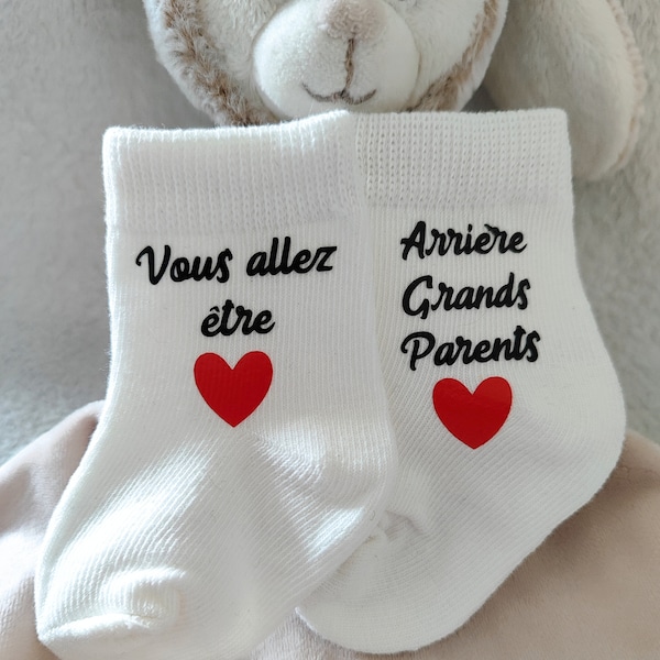 Chaussettes bébé annonce grossesse arrière-grands-parents/futurs arrière-grands-parents