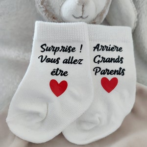 Chaussettes bébé annonce grossesse arrière grands parents - surprise arrière grands-parents - cadeau futurs arrière grand-parents