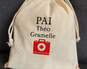 Sac protocole PAI personnalisé - sac médicaments école - sac école - rentrée 2025 - pochette école