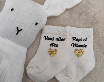 Chaussettes bébé annonce grossesse papi et mamie / Vous allez être papi et mamie