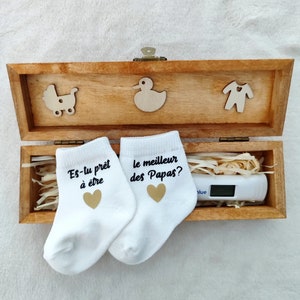 Coffret annonce grossesse papa/boîte test de grossesse et chaussettes bébé