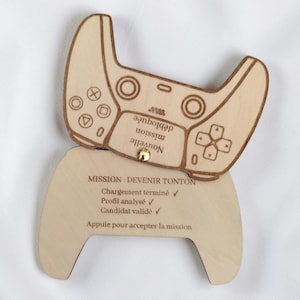 Anuncio de embarazo para tío gamer: mando de madera grabado para futuro tío - Anuncio de embarazo original - Regalo para tío gamer