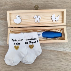 Coffret annonce grossesse papa-boîte test de grossesse et chaussettes bébé - boîte surprise grossesse papa - boîte pour test de grossesse