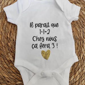 Body bébé annonce grossesse famille - body bébé 1+1=3 - body personnalisé - cadeau annonce grossesse