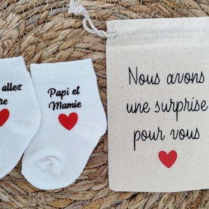 Chaussettes bébé annonce grossesse papi et mamie- kit surprise annonce grossesse famille - cadeau futur papi et mamie