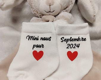 Chaussettes bébé annonce grossesse date personnalisable