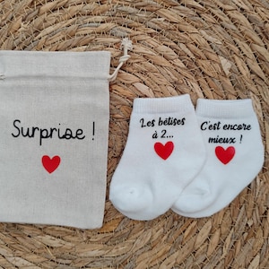 Pochette surprise annonce grossesse- Les bêtises à 2 c'est encore mieux - annonce grossesse famille - bébé en route