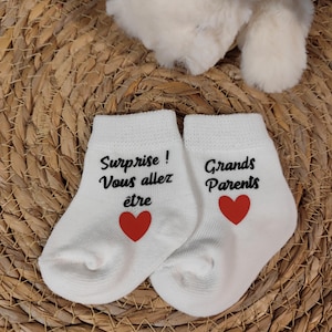 Chaussettes bébé annonce grossesse + Surprise grands parents - futurs grands parents