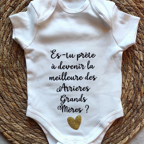 Body Bébé Annonce Grossesse 2026 - Noir Avec Texte Blanc - Unisexe