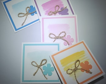 3x3 Handmade Mini Floral Note Cards