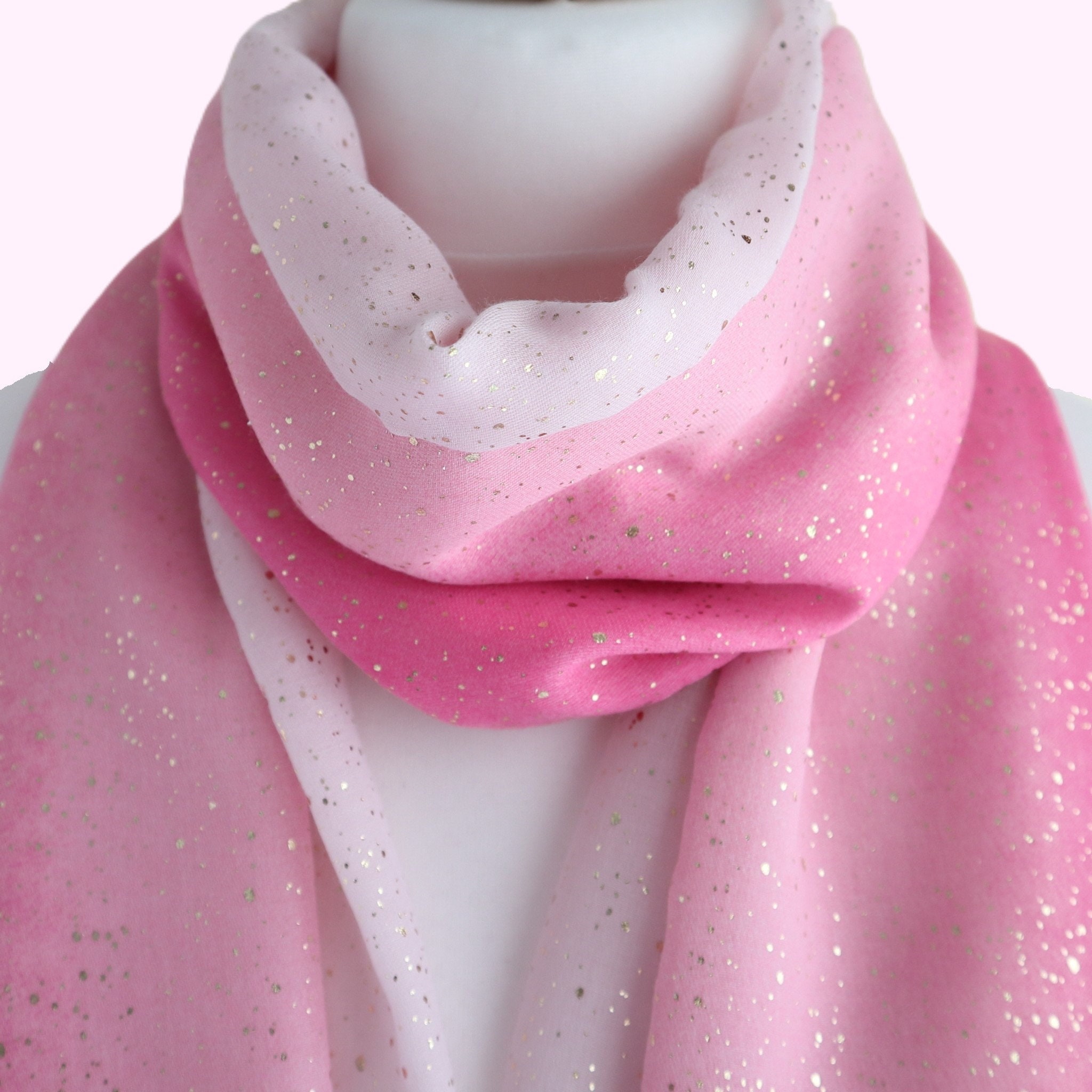 Pink Scarf | Ombre Soft Lightweight Large Sparking Glitter With