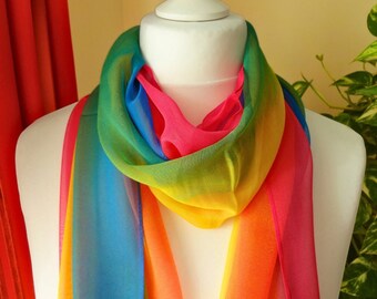 Reduced Price Ultra-lightweight Rainbow Ombre chiffon scarf with SOME DEFECTS/Quality Controll rejects