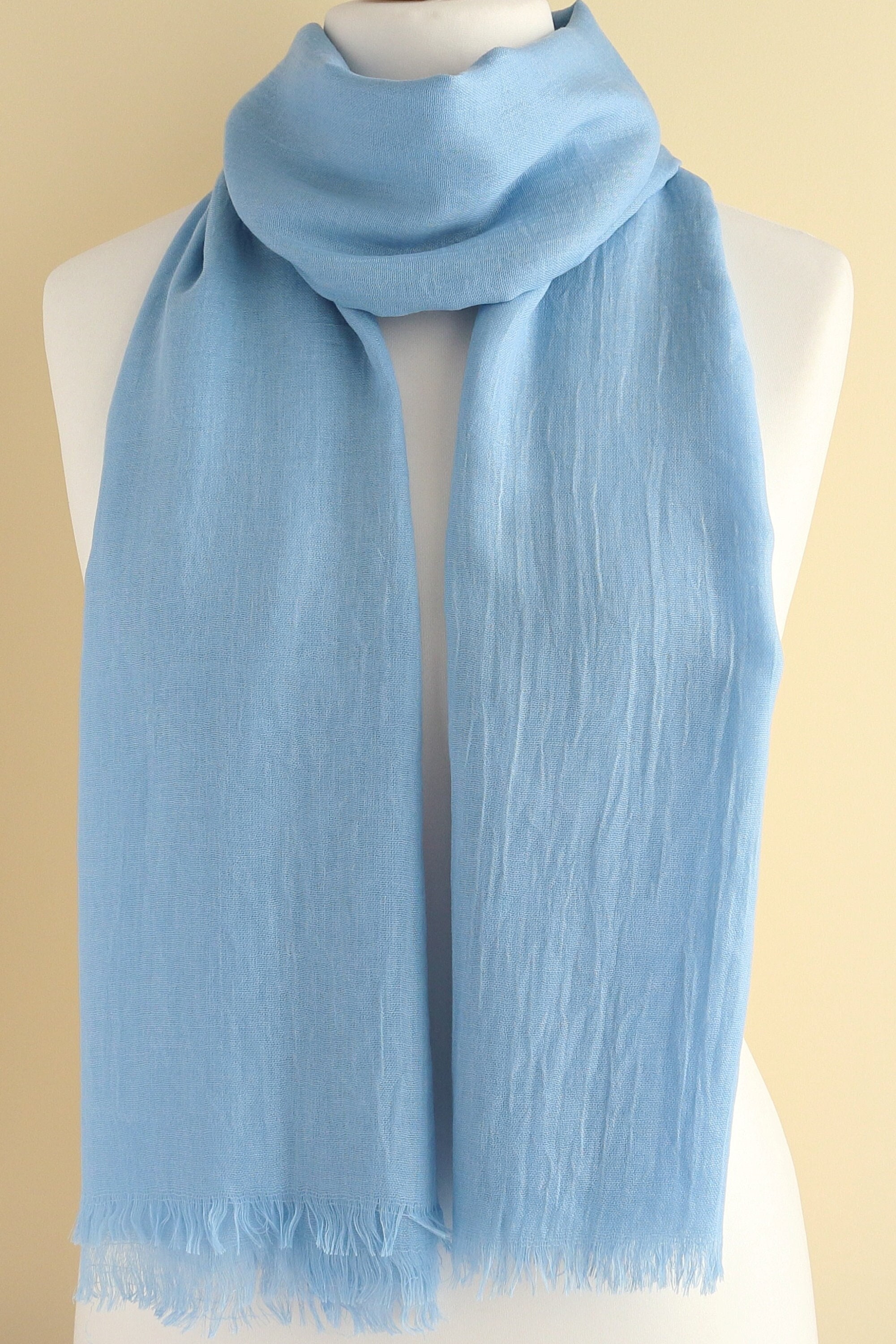 Grand Foulard Rectangulaire Bleu Ciel 110x170 Cm - Femme, Mixte, Soie Artificielle - NEUF