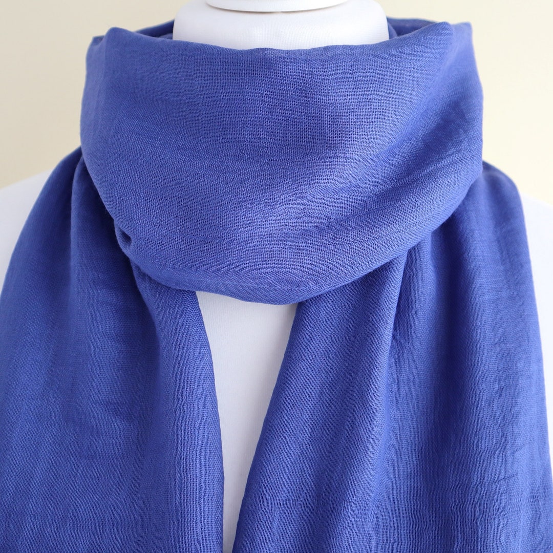 Royal Blue Cotton Modal Scarf | Lightweight Oversized Shawl Wrap | Bold