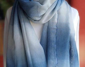Blauer Ombre Schal Leichter Schal langes Geschenk für ihre Sommerhochzeit Cover Up