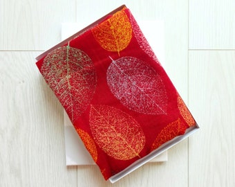Red Autumn Leaf Print Design Oversized Soft Lightweight Scarf With Gift Wrapping Option - Ideal Mother's day/Birthday Gift