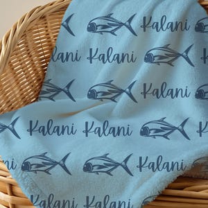 Fishing Theme Baby Shower Custom Baby Name Ulua Blanket Gift for Boy Fishing Lover Hawaii Lover Hawaiian Baby Blanket Gift New Baby Boy