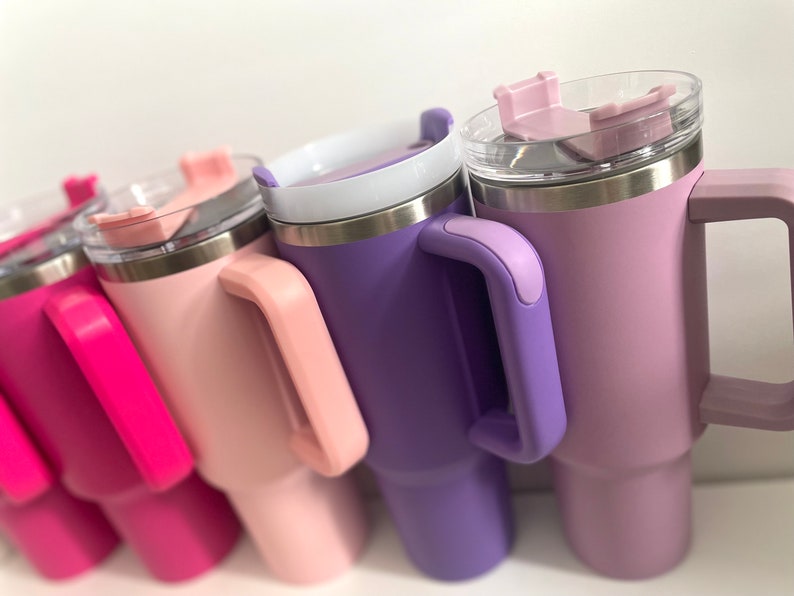 Hot Pink 40oz Stainless Steel Tumbler With Handle Light Pink Tumbler