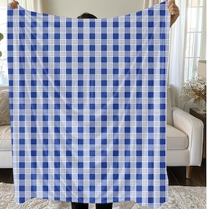 Velveteen Fleece Blue palaka Blanket Hawaii Pattern Hawaiian Gift for him/ Her Hawaii Home Decor Hawaiian Bedding Hawaii Baby Boy Blanket