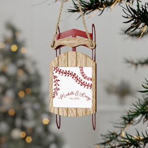Personalized Hawaii Christmas Ornament Newlywed Hawaii Wedding Gift Hawaiian Lei Design Company Holiday Decor Rustic Family Name Ornament