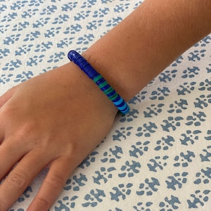 Blue and Green Clay Bead + Gold Ball Bracelet For Kids