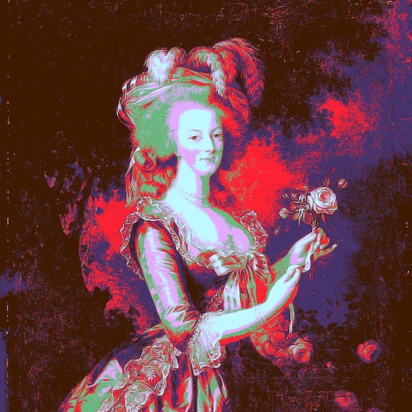 Marie Antoinette with a Rose, Warhol Style Pop Art Poster, Free Shipping