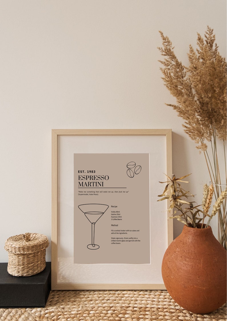 Espresso Martini Wall Art, Recipe Card, Instant Download Etsy