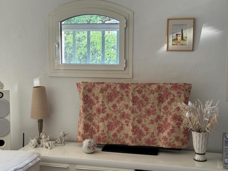 TV Cover Tapestry 120x64 Cm, Pink Television Cover, Jacquard, Floral