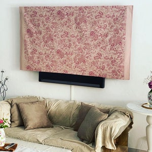 TV cover vieux rose 89x151 cm,enveloppe télé rose,protection télé rose,couverture télé rose,cache télé tissu,tv cover vieux rose,housse image 2