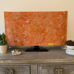 Orange TV cover 62x34cm, orange dust cover, TV protection, orange decorative cover, orange arabesque, monitor pocket, TV cover