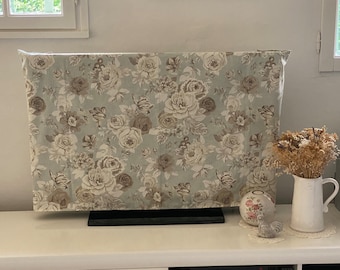 TV cover "Roses bleu-marron- gris" 67X110 cm