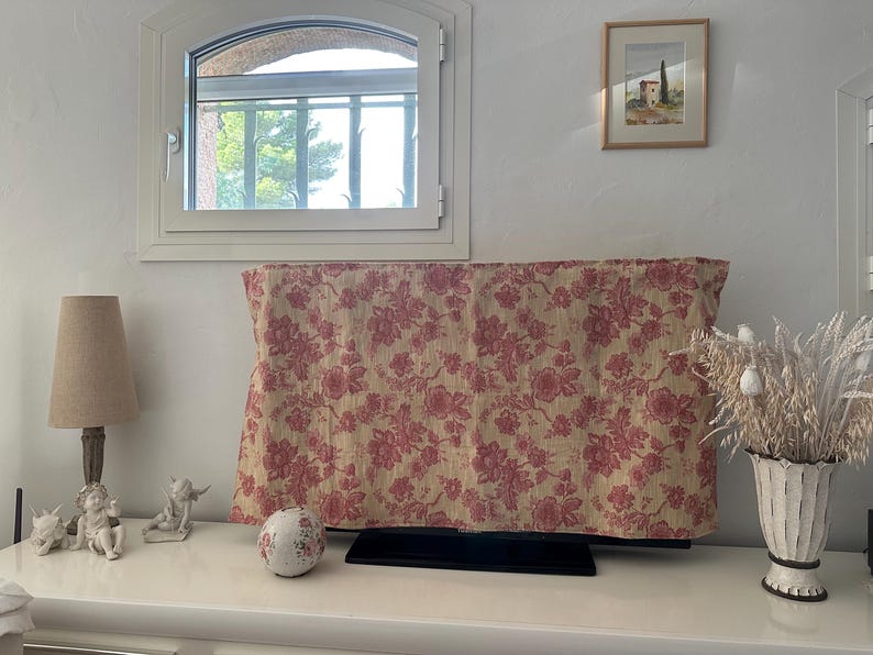 TV Cover Tapestry 120x64 Cm, Pink Television Cover, Jacquard, Floral