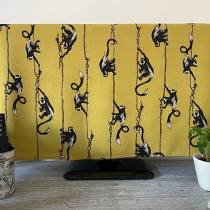 Housse télé singes 64X36 cm,enveloppe télé, ouistiti, cache télé singe , décoration singe,couverture télé avec singe,singe,tv cover singe