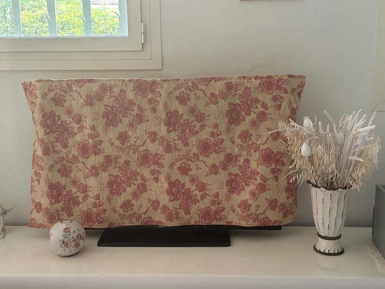 TV Cover Tapestry 120x64 Cm, Pink Television Cover, Jacquard, Floral