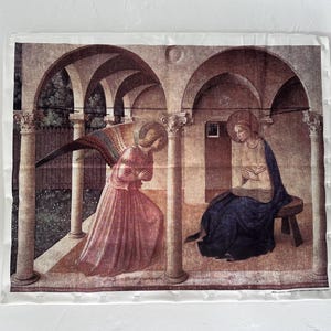 TV-Abdeckung San Marco, 113 x 63 cm, Stoffbezug mit Engeln, Design Fra Angelico, Art-déco-Stil, Dekoration, TV-Abdeckung mit Engelmotiv, Engelsgemälde, Kloster